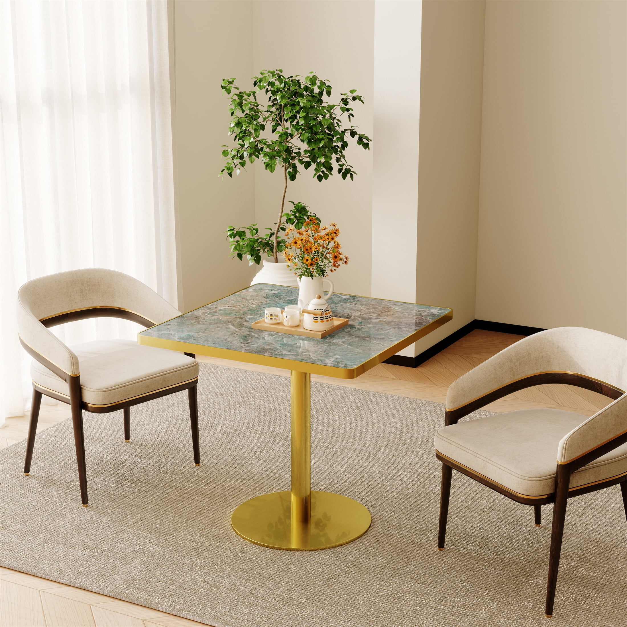 Mid-Century Modern Dining Chairs with Fabric Cushion, Accent Chairs, Gray