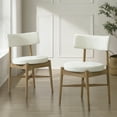 thumbnail image 1 of Mid-Century Modern Dining Chairs with Open Back, Upholstered Seat, Solid Wood Frame, Beige+Light Ash, Set of 2, 1 of 8