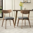 thumbnail image 1 of Mid-Century Modern Dining Chairs with Upholstered Seats & Rubberwood Frame, Dark Grey, Set of 2, 1 of 7
