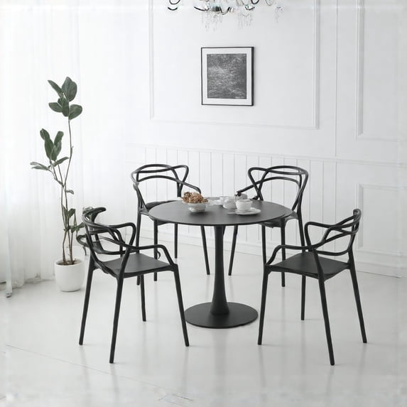 Mid-Century Modern Dining Set - Table + End Table - Black MDF - Walmart.com