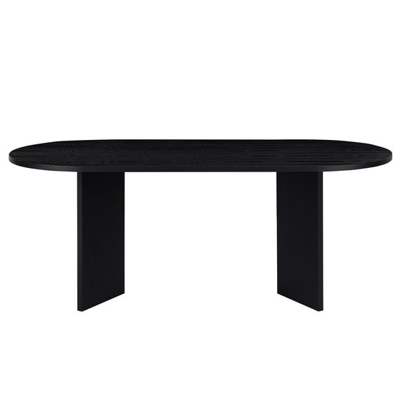 Mid Century Modern Dining Table For Office Use, Wood, Black Desk Top Small Space Dining, Top,