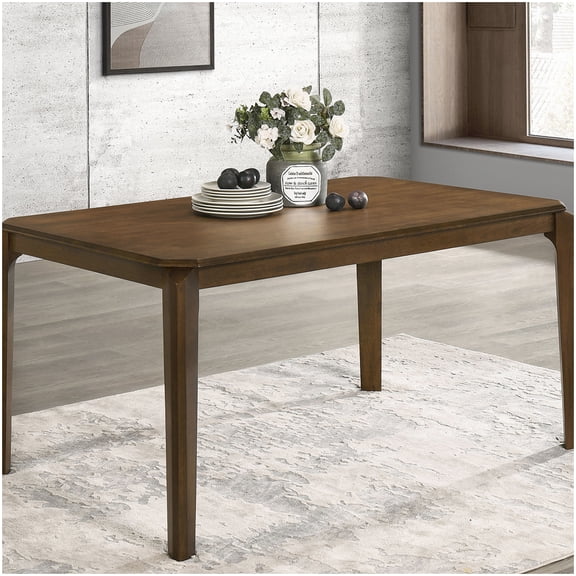 Mid-Century Modern Dining Table, Rectangular Dark Brown Wood, Warren Style for Dining Room