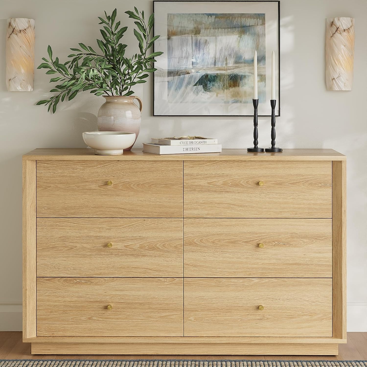 Mid Century Modern Dresser, 6 Drawer Dresser with Storage, 47" Wide ...