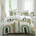 thumbnail image 1 of Mid-Century Modern Duvet Cover Set Queen Size, Art Geometric Abstract Green 4 Piece Soft Microfiber Bedding Set with 1 Duvet Cover, 1 Flat Sheet, 2 Pillowcases, 1 of 9