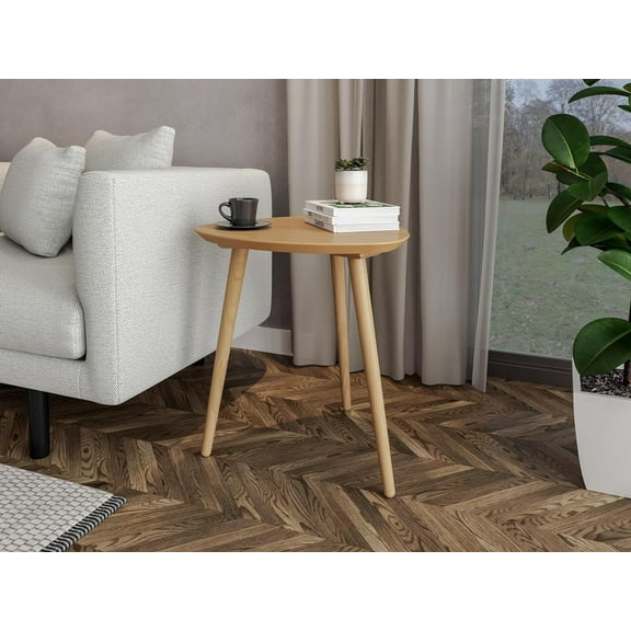 Mid Century Modern End Table Oak Finish