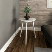 Camaflexi Modern End Table Solid Wood Mid Century Desk, White Finish