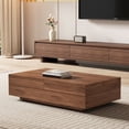 thumbnail image 1 of NessCarsti Mid-Century Modern Farmhouse 47.2-81.8" Expandable Coffee Table, Adjustable Center Table with Large Storage for Living Room, Walnut, 1 of 10