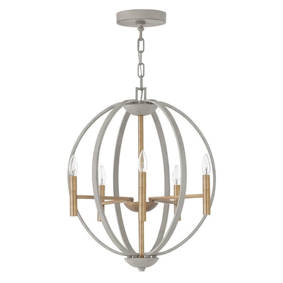 Mid Century Modern Farmhouse Six Light Chandelier-Cement Gray Finish Bailey Street Home 81-Bel-3002306