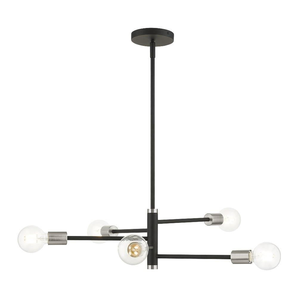 Bannister 5-Light Asymmetrical Black and Nickel Chandelier