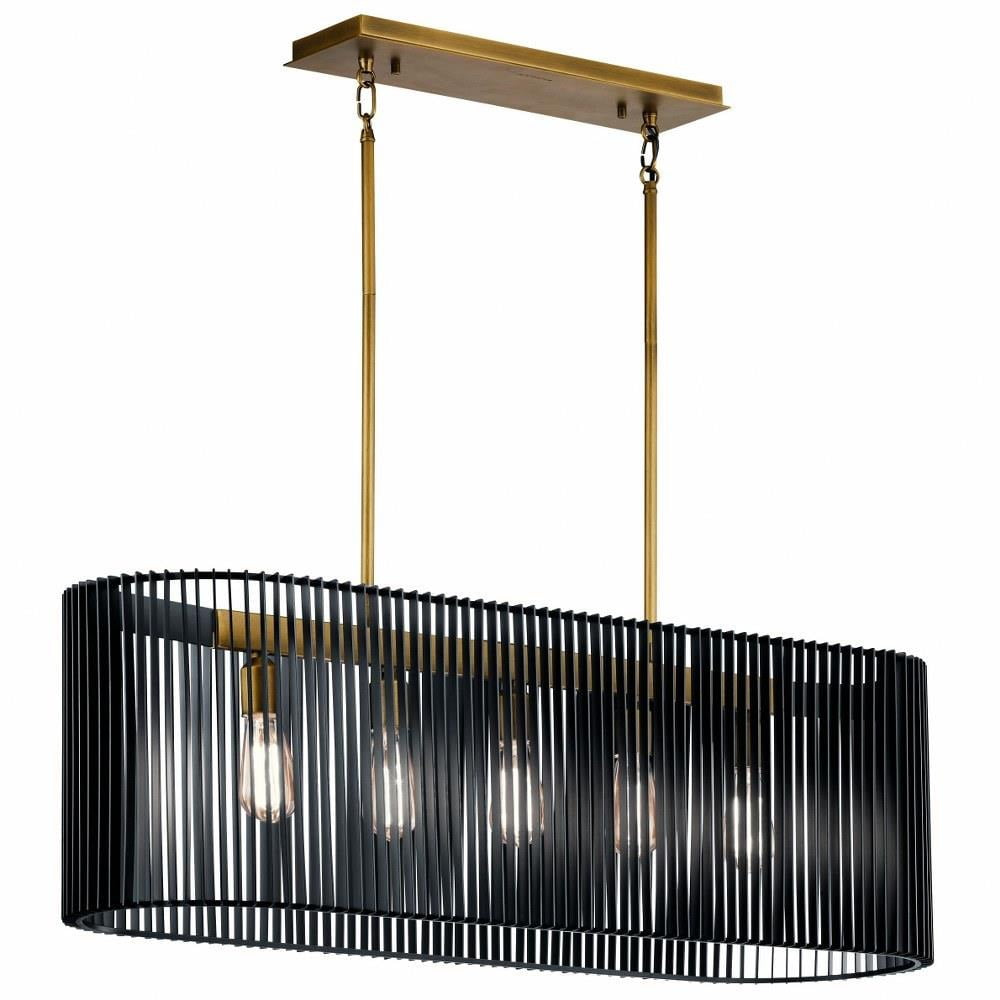 Linara 40" Matte Black and Brass Modern Linear Chandelier
