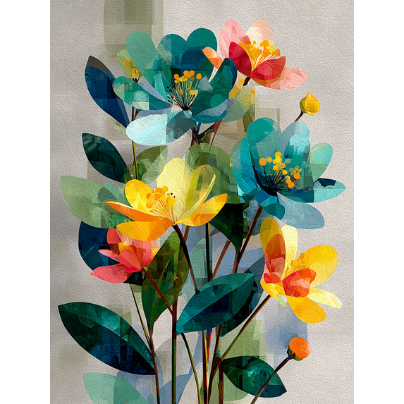 Mid Century Modern Floral Canvas Print, Botanical Wall Art, Above Bed Aesthetic Home Decor