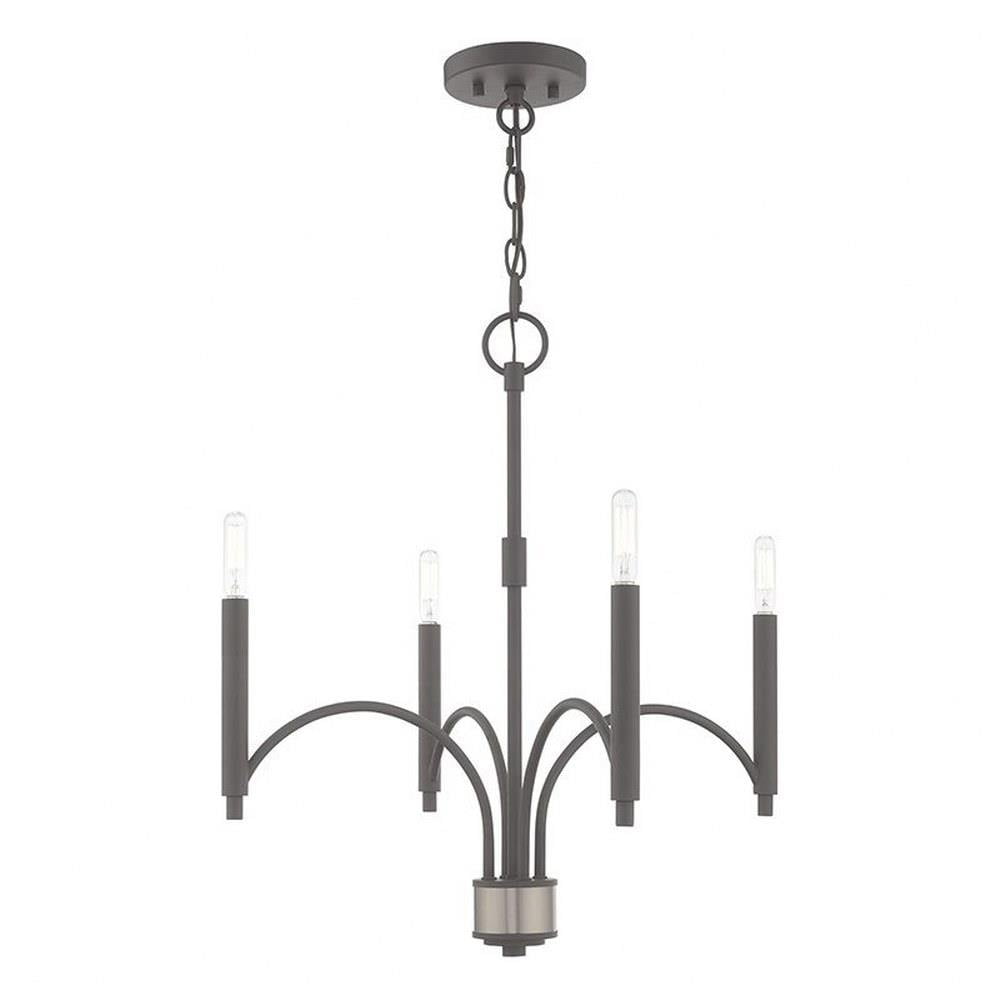 Scandinavian Gray Minimalist 4-Light Mini Chandelier