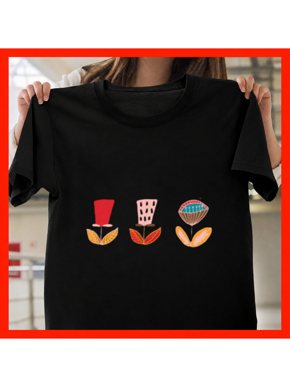 Mid Century Modern Garden Retro Mod Botanical Nature Art Unisex T-Shirt, up to size 5XL