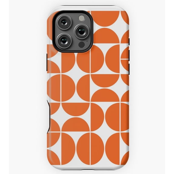 Mid Century Modern Geo Orange GA317 Phone Case for iPhone 11 to 17 Pro Max