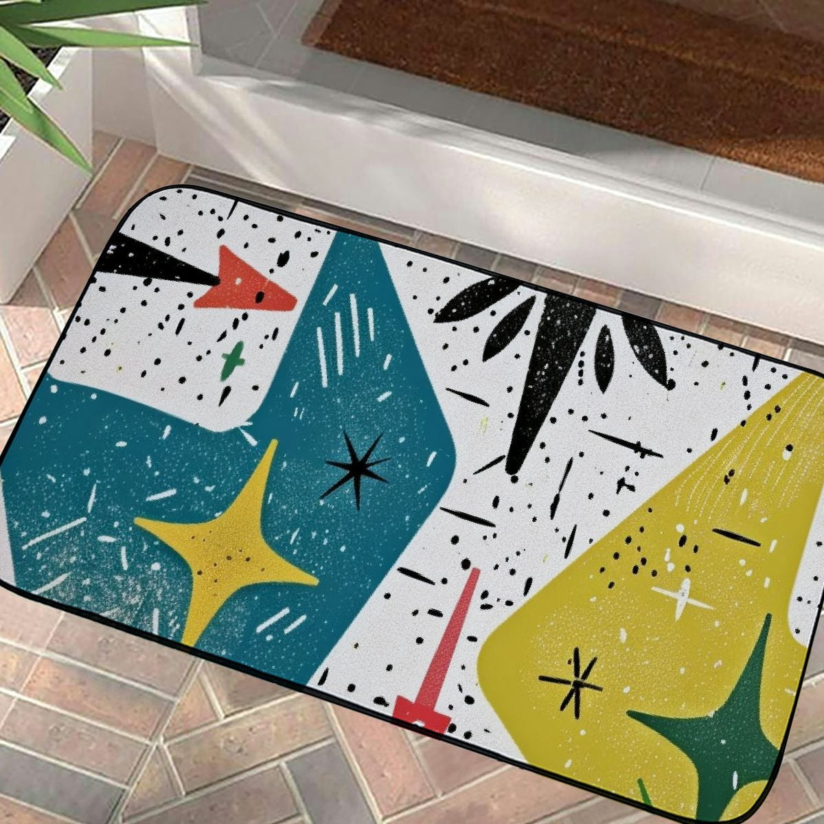Mid Century Modern Geometric 1950s Bath Rugs Absorbent Non Slip Door ...