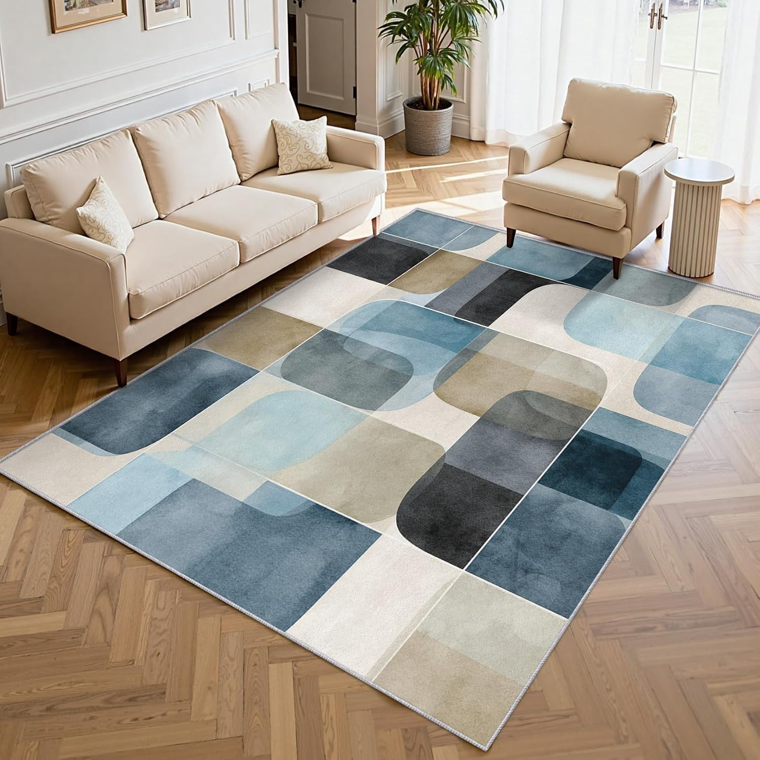 Mid Century Modern Geometric Area Rugs, Abstract Geo Pattern Carpet ...