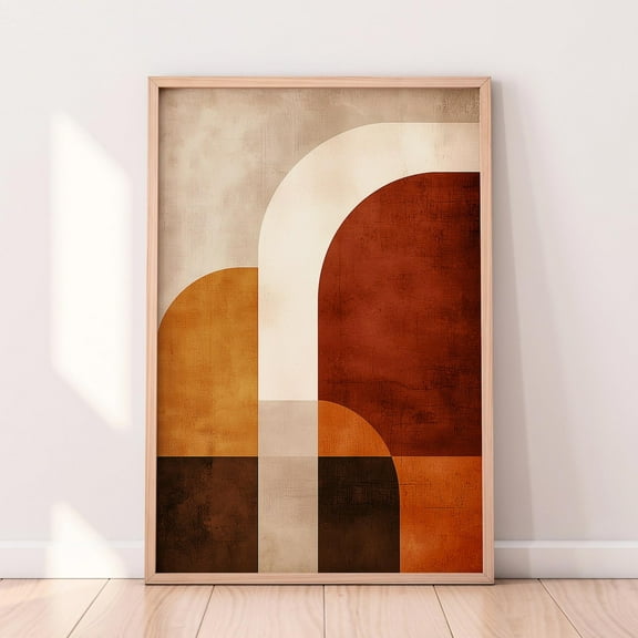 Mid-Century Modern Geometric Art – Warm Abstract Arch Print, Minimalist Boho Wall Decor, Retro Architectural Aesthetic, Wall Art, Modern Wall Decor, 24x36 UNFRAMED