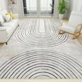 thumbnail image 1 of Mid Century Modern Geometric Lines Area Rug, Boho Distressed Non Slip Easy Care Kids Rugs, Breathable Durable Carpet For Indoor Bedroom Living Room Office Decor Rug 5x6ft, 1 of 6