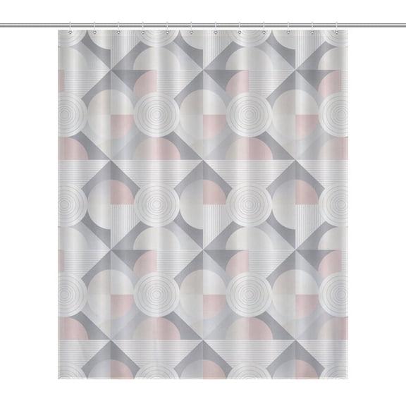 Mid-Century Modern Geometric Shower Curtain - Abstract Fabric Curtains for Bathroom Decor