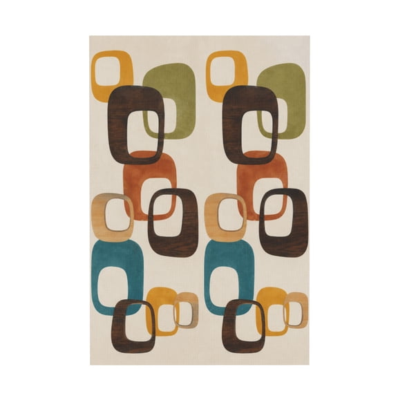 Mid Century Modern Geometric Wood Abstract Canvas Wall Art for Home Living Room 12*18in