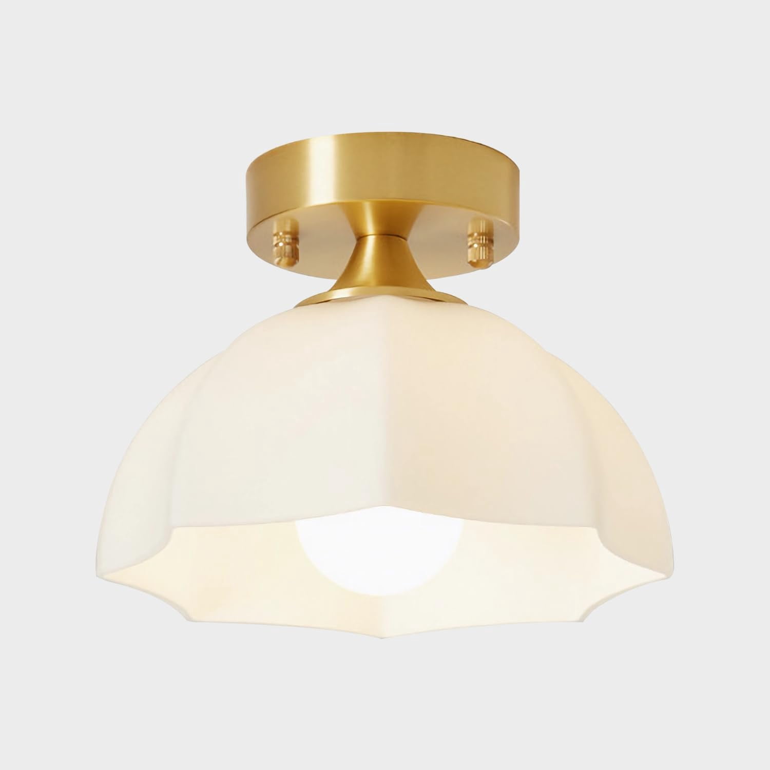 Mid Century Modern Gold Semi Flush Mount Ceiling Light Vintage Close to ...