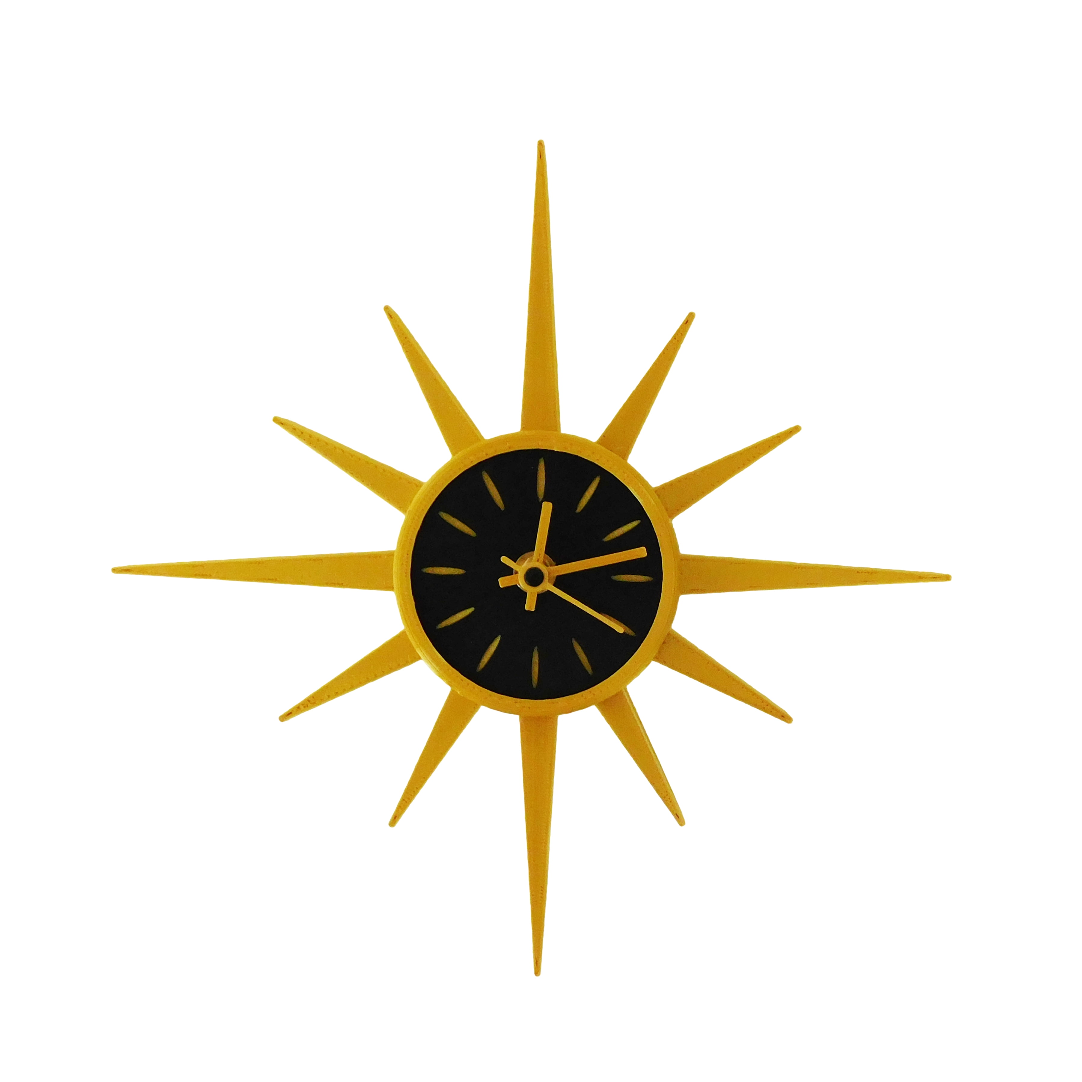 Mid-Century Modern Gold Sunburst Wall Clock – Retro Atomic Starburst Design – Vintage Style Home Decor