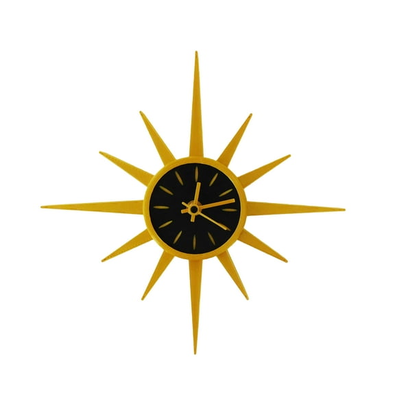 Mid-Century Modern Gold Sunburst Wall Clock – Retro Atomic Starburst Design – Vintage Style Home Decor