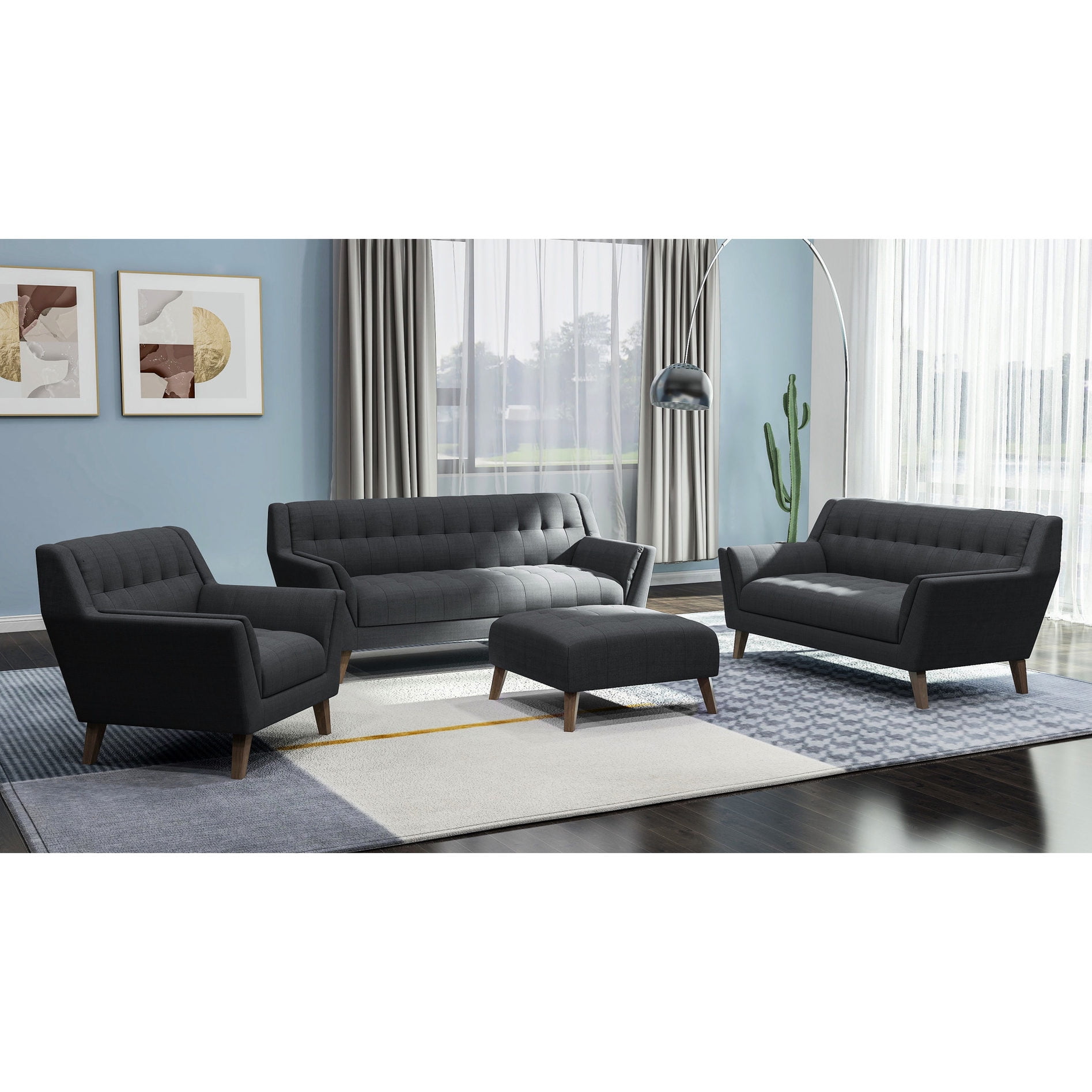 Gallery Detail: Mid Century Modern Gray Sofa Unpack Attach Legs And Use