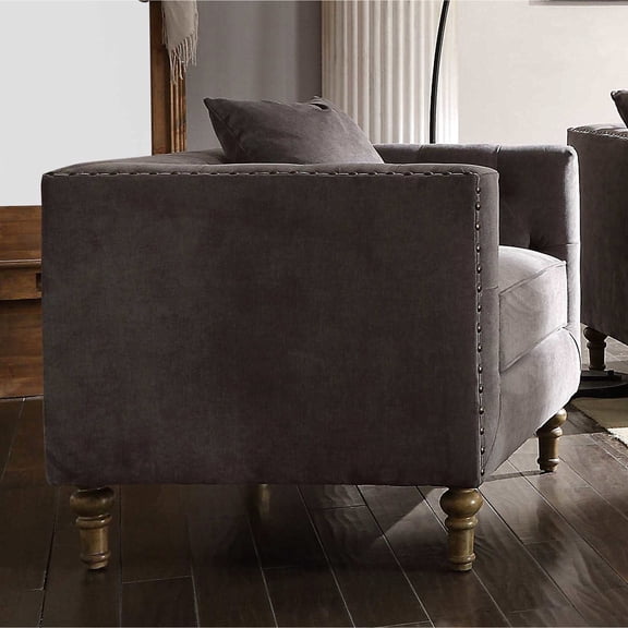 Mid - Century Modern Grey Chair | Enhanced Comfort in Primary Room | Wood and Polyester Velvet Build | Solves Poorly Designed Seating