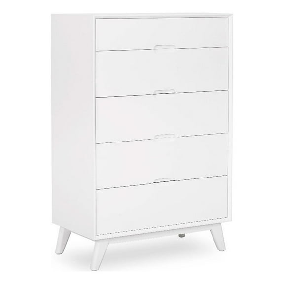 Mid-Century Modern High Chest - White