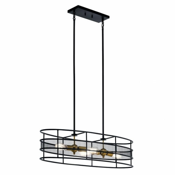 Mid Century Modern Industrial Farmhouse Four Light Chandelier in Black Finish Bailey Street Home 147-Bel-3087303