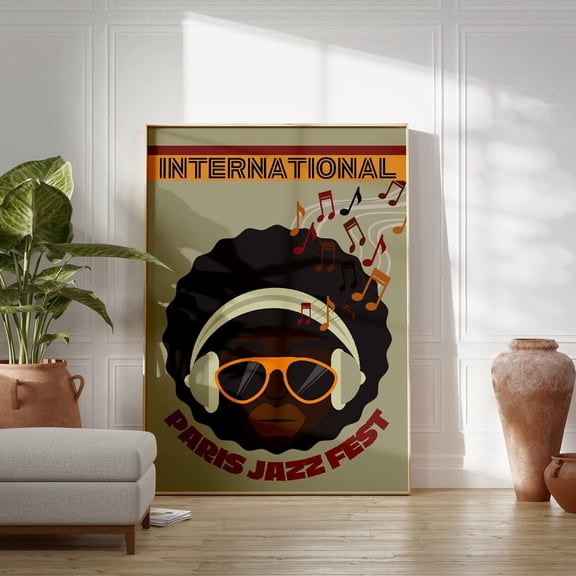 Mid Century Modern Jazz Festival Art Poster, 8x12 UNFRAMED
