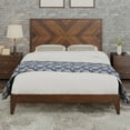 MidCentury Modern King Platform Bed Frame with Wood Slats, Walnut