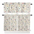 thumbnail image 1 of Mid-Century Modern Kitchen Curtains Valance and Tier Set Retro Geometric Colorful Star Shape Lines Short Curtains for Small Window 3 Pieces Set for Bedroom Bathroom Cafe (54" x 18"+27" x 24"), 1 of 7