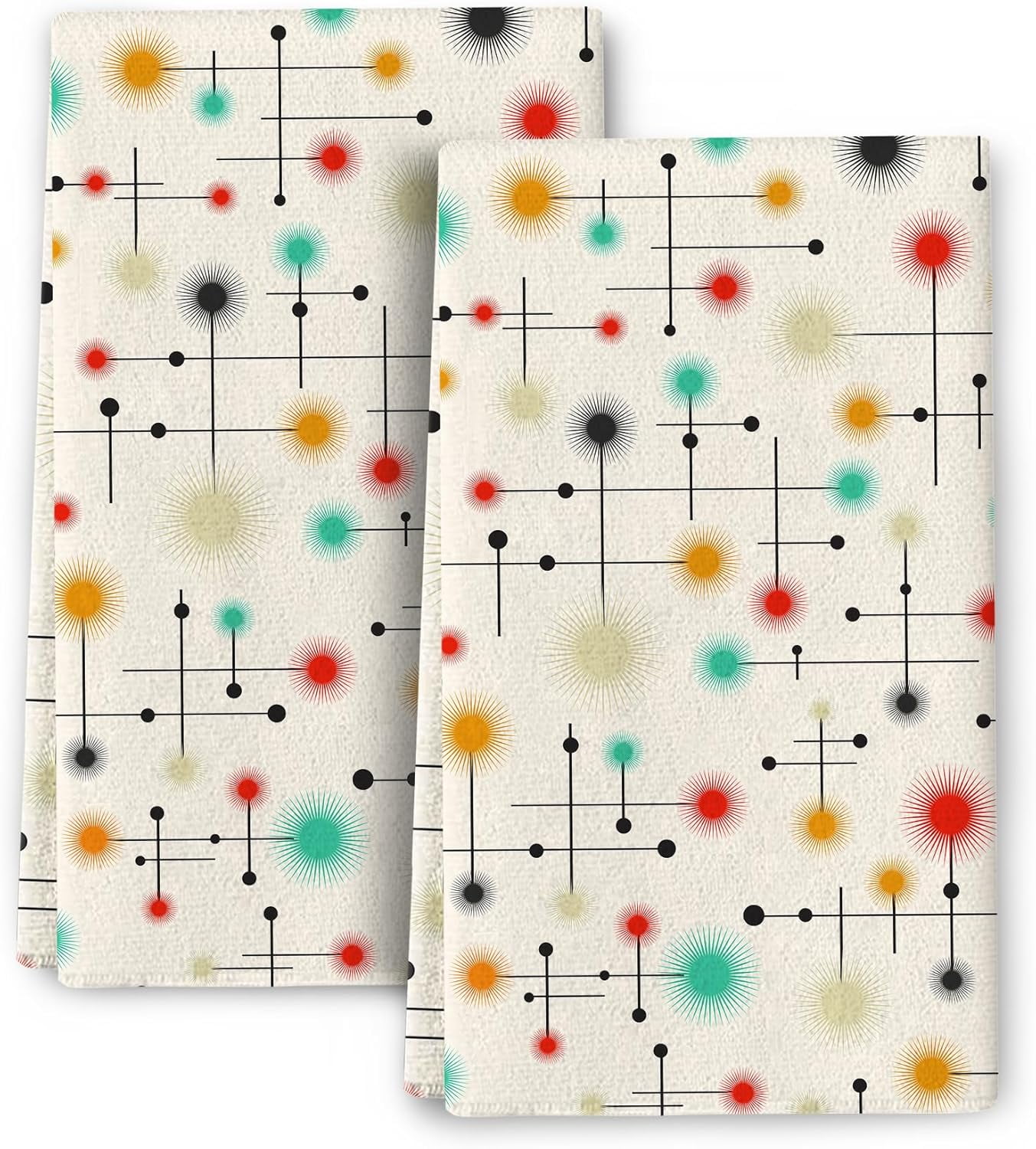 Mid Century Modern Kitchen Towels Decoratice Set, Absorbent Retro Dish ...