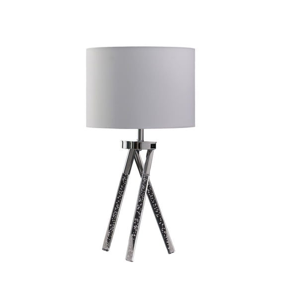 Mid Century Modern LED Acrylic Table Lamp with Tapered Silver Metal Legs, 26.25 Inch