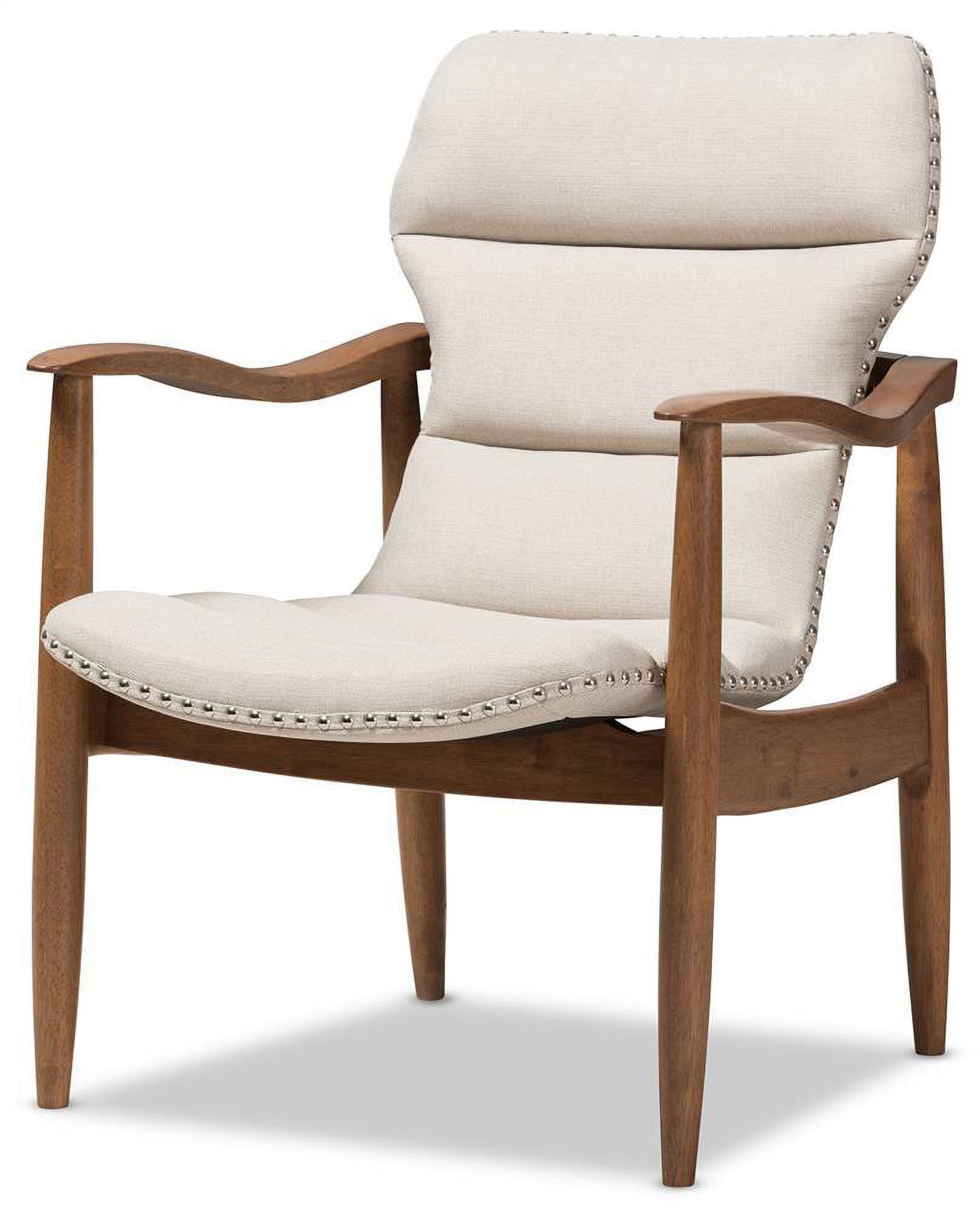 Mid-Century Modern Lounge Chair in Light Beige and Walnut Brown - image 1 of 6