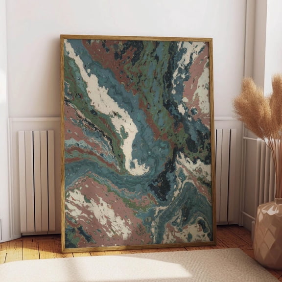 Mid Century Modern Marble Abstract Art Print, Contemporary Swirl Painting Poster, Organic D Wall Art, Mcm Decor UNFRAMED PAPER POSTER, Home Decor, Vintage Gift, Living Room Dercor