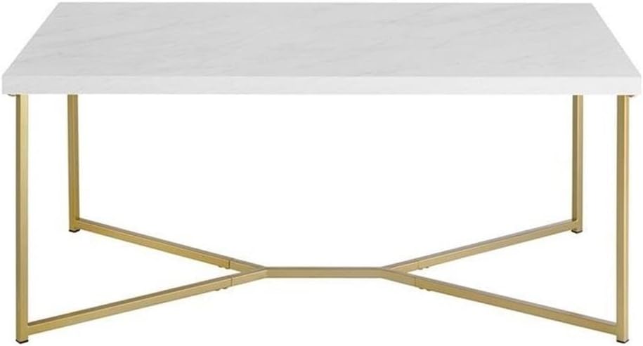 Mid Century Modern Marble Gold Rectangle Coffee Table Living Room ...