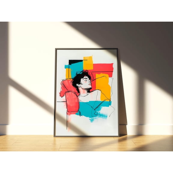 Mid Century Modern Maximalist Wall Art Print Abstract Portrait Poster Colorful MCM Wall Art for Contemporary Interiors