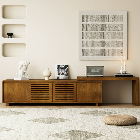 Mid - Century Modern Media Console | Real Wood Veneer, Expandable ...
