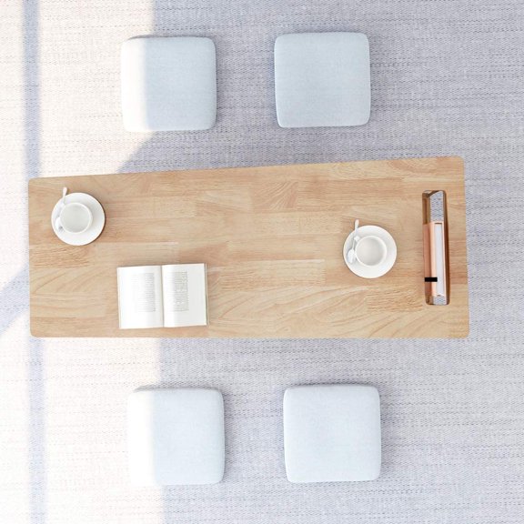 Mid Century Modern Mini-Swing Wooden Coffee/Tea Table, Japanese Low Floor Desk, Real Solid Wood Cafe Table with Storage for Home Living Room,Office, Length of 47.25 inches,Natural