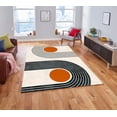 thumbnail image 1 of Mid-Century Modern Minimalist Circles and Lines Pattern Soft Wool Area Rug 3'x5' Washable Boho Carpet for Living Room Bedroom No-Slip Thick Dining Room Rug Indoor Floorcover Mat, 1 of 6