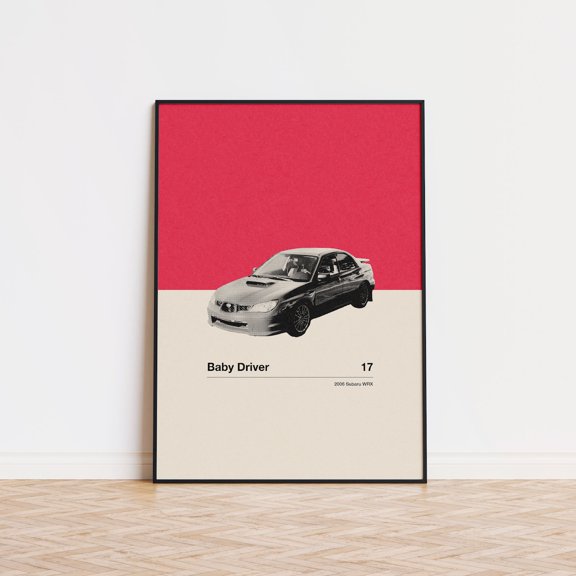 Mid Century Modern Minimalist Wall Art Action Driving Heist Decor, Stretched Canvas