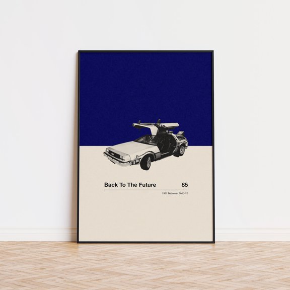 Mid Century Modern Minimalist Wall Art Delorean Time Machine Decor, Unframed Poster