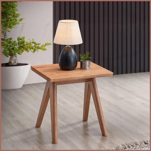 Mid-Century Modern Natural Finish Coffee Table  Space-Saving Living Room Accent, Easy to Assemble