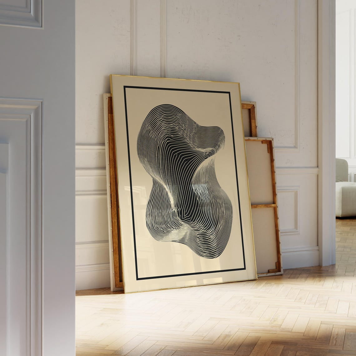 7394 Paper Mid Century Modern Neutral Abstract Wall Art, Unframed Paper Print Size ...