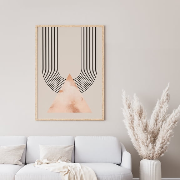 Mid Century Modern Neutral Wall Art, Japandi Beige Arch Line Art