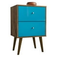 thumbnail image 1 of Mid Century - Modern Nightstand 2.0 with 2 Full Extension Drawers, Brown and Aqua Blue, 1 of 9