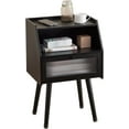 thumbnail image 1 of Mid Century Modern Nightstand Side Table End Table Bedside Table 2-Layer Storage Shelves with Acrylic Door for Bedroom Living Room Black, 1 of 12